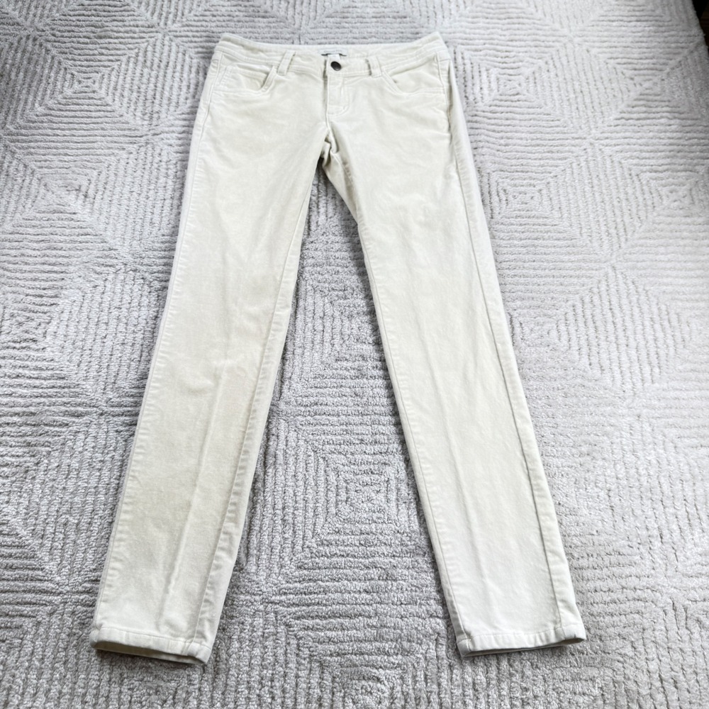 Garnet Hill Corduroy Pants Womens 00P Cream Slim Quiet Luxury Preppy Minimalist